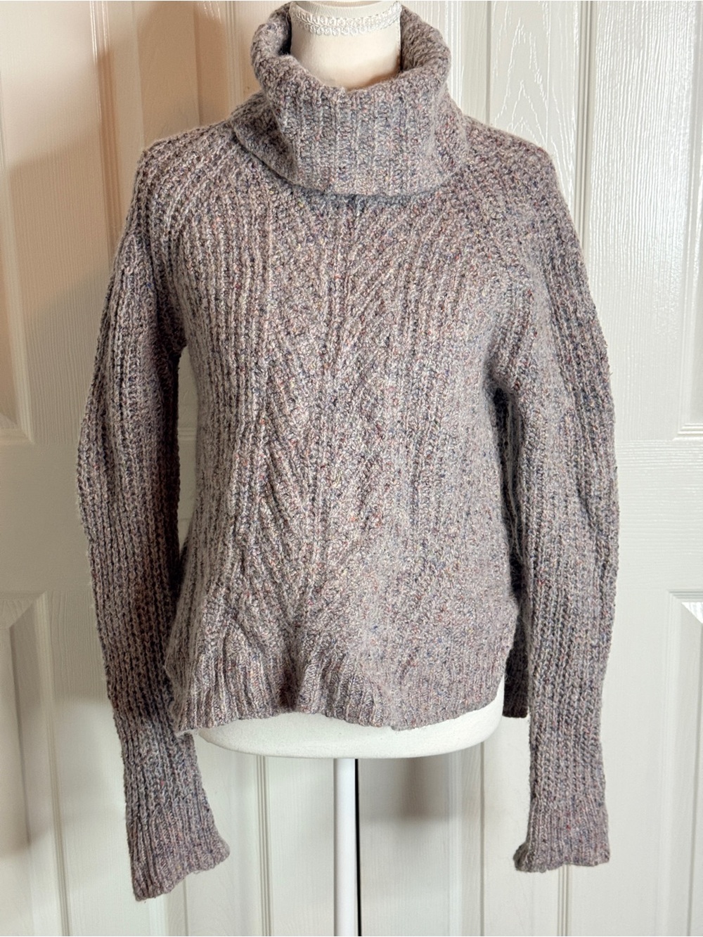 Madewell Colorfleck Ribbed Turtleneck Sweater Donegal Mink M H3442